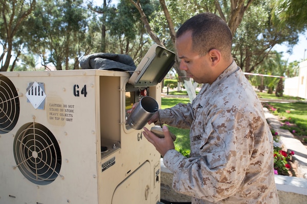 Lance Cpl. Brian Perez is a Bronx, New York, native and Reserve Marine with Service Company, 6th Communication Battalion, Force Headquarters Group, Marine Forces Reserve, participating in Exercise African Lion 2018 in Morocco, April 17-27. African Lion is an annual, multinational, joint-force exercise improving interoperability between participating nations. (U.S. Marine Corps photo by Lance Cpl. Tessa Watts)