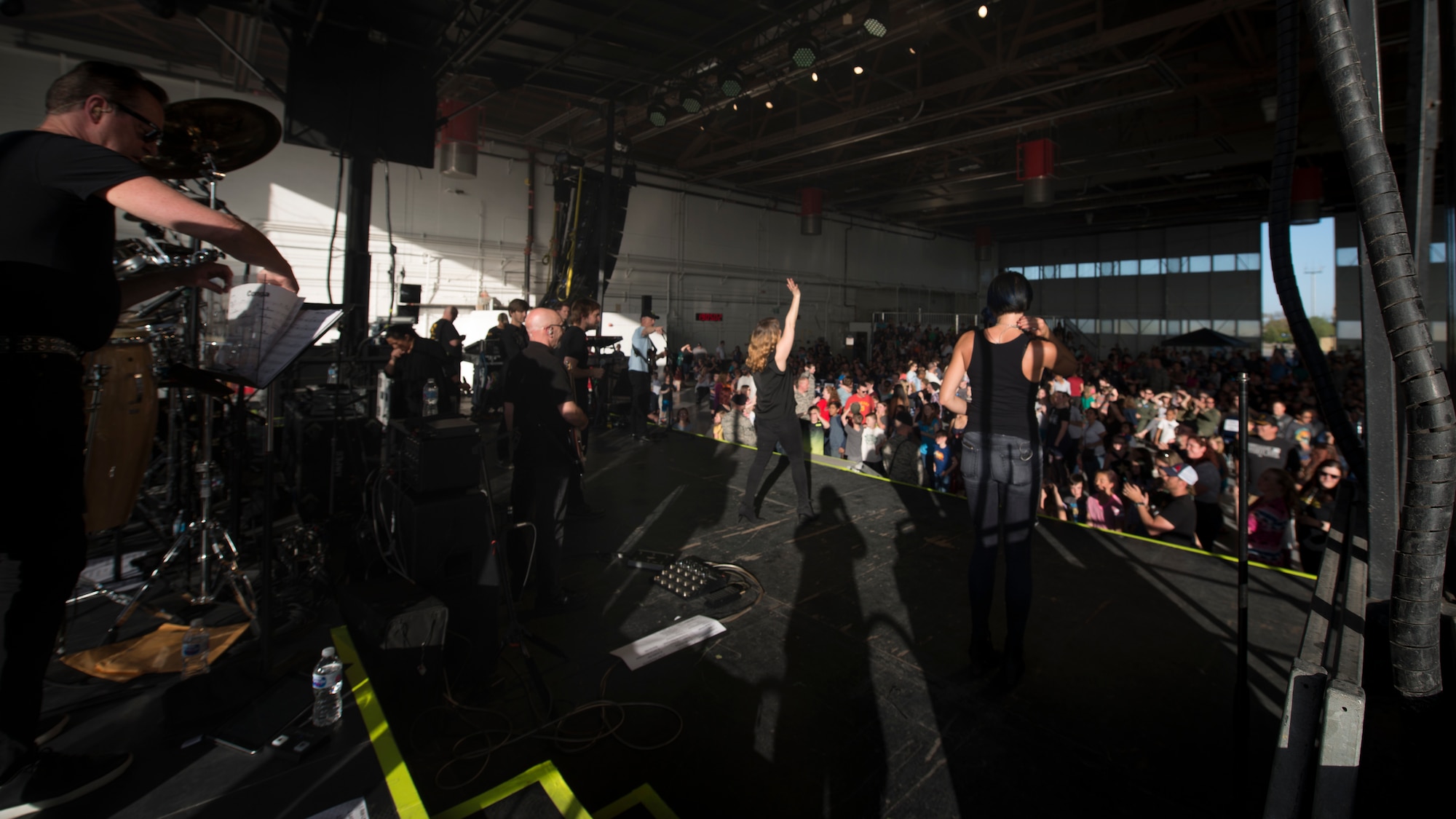 A photo of Gary Sinise and the Lt. Dan Band perform for a crowd, April 26, 2018, at Mountain Home Air Force Base, Idaho. The concert performed by Gary Sinise and the Lt. Dan Band was their first at Mountain Home AFB. (U.S. Air Force Photo by Airman 1st Class JaNae Capuno)