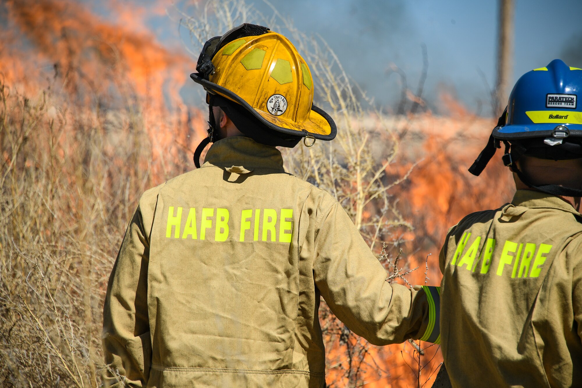 Firefighters conduct a controlled burn on a section of the Base Operations and Readiness Training Area April 27, 2018, at Hill Air Force Base, Utah. (U.S. Air Force photo by R. Nial Bradshaw)