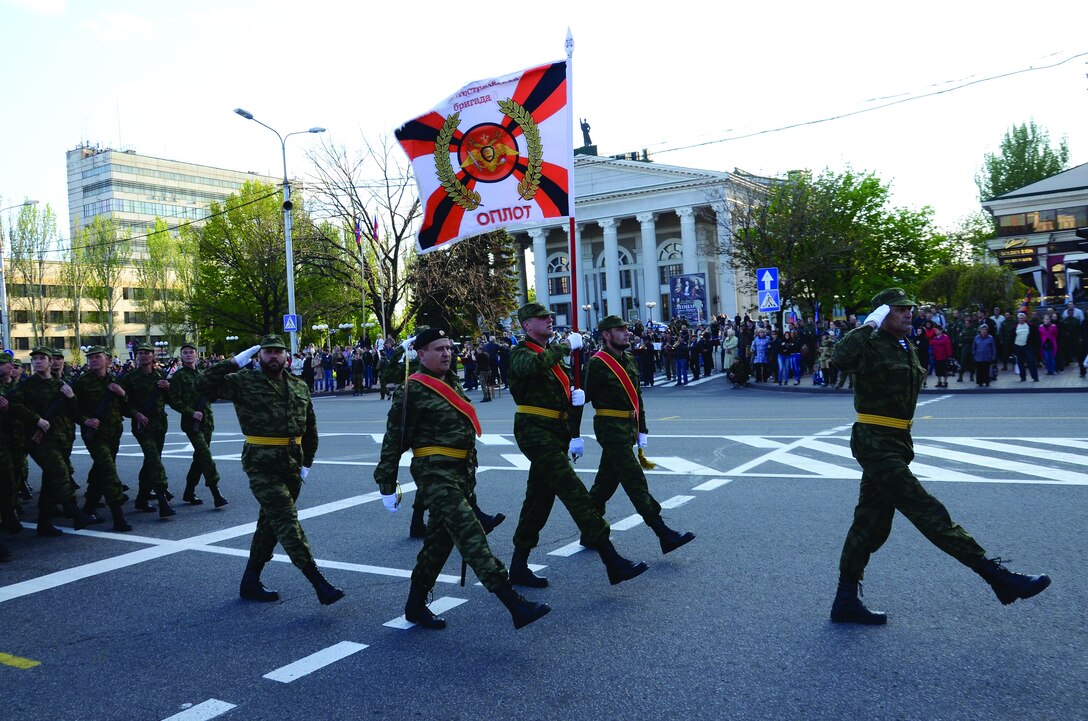 Rehearsal of the parade in honor of Victory Day in Donetsk.