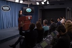Chief Pentagon Spokesperson Dana White briefs reporters.