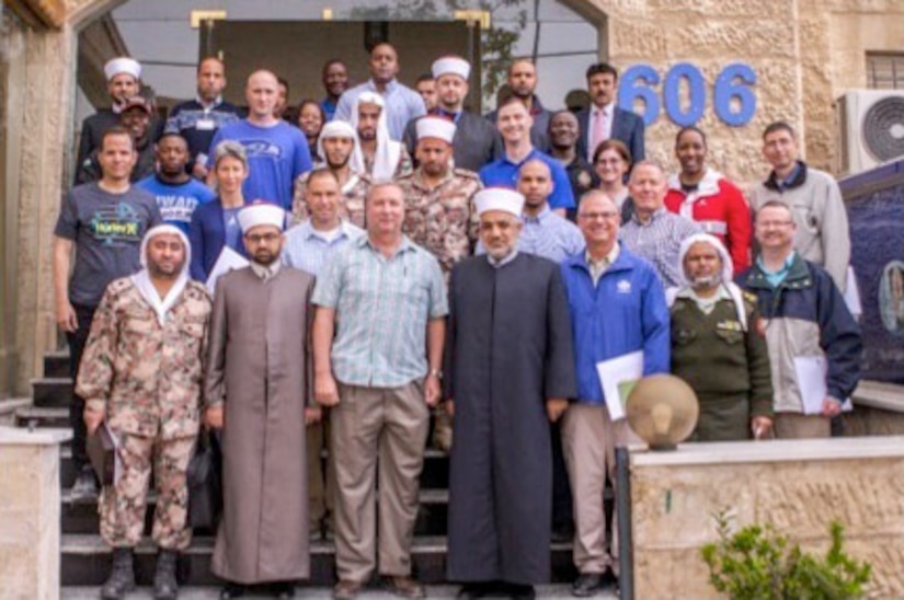 Senior religious affairs leaders of the Jordan Armed Forces and U.S. military begin their staff integration week of Eager Lion 18 at Prince Hassan College April 9-10. Brig. Gen. Majid Darawasheh, the JAF Grand Mufti, gave an overview of the Amman Message to U.S. chaplains and JAF Imams. Events like these help to build trust and understanding between service members and citizens of different nations.
