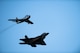 A F-86 Sabre and F-22 Raptor fly in formation during a heritage flight at the Air and Space Expo at Beale Air Force, California, April 27, 2018. The F-86 was the first swept wing fighter aircraft in the Department of Defense and was officially operated by the Air Force in 1949.(U.S Air Force photo/Senior Airman Justin Parsons)