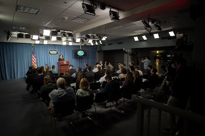 Chief Pentagon spokesperson Dana W. White briefs reporters at the Pentagon.