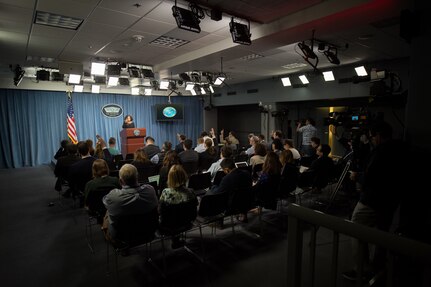 Chief Pentagon spokesperson Dana W. White briefs reporters at the Pentagon.