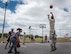 An Airman releases his three-point shot as part of the Eglin Connects event at Eglin Air Force Base, Fla., April 27, 2018. The event, to help promote resiliency, featured information booths, sporting events and a car show. (U.S. Air Force photo by Samuel King Jr.)