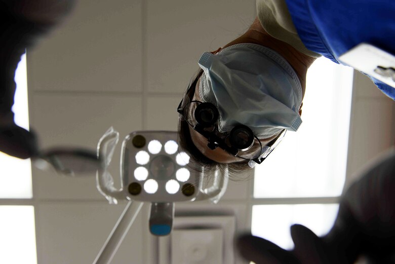 Lt. Col. Hanling Joswick, 14th Medical Group dentist, poses for a photo May 2, 2018 on Columbus Air Force Base, Mississippi. The dental clinic on Columbus AFB works to keep the dental health of every beneficiary in the best condition possible. (U.S. Air Force photo by Airman 1st Class Keith Holcomb)