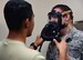 Senior Airman Rolando Chavez, 14th bioenvironmental journeyman, fits a gas mask on Senior Airman Kevin Morgan, 14th bioenvironmental journeyman May 2, 2018, on Columbus Air Force Base, Mississippi. The 14th Medical Group promotes wellness to ensure the highest state of wartime readiness combat capability for over 58,000 sorties accomplished by the 14th Flying Training Wing. (U.S. Air Force photo by Airman 1st Class Keith Holcomb)