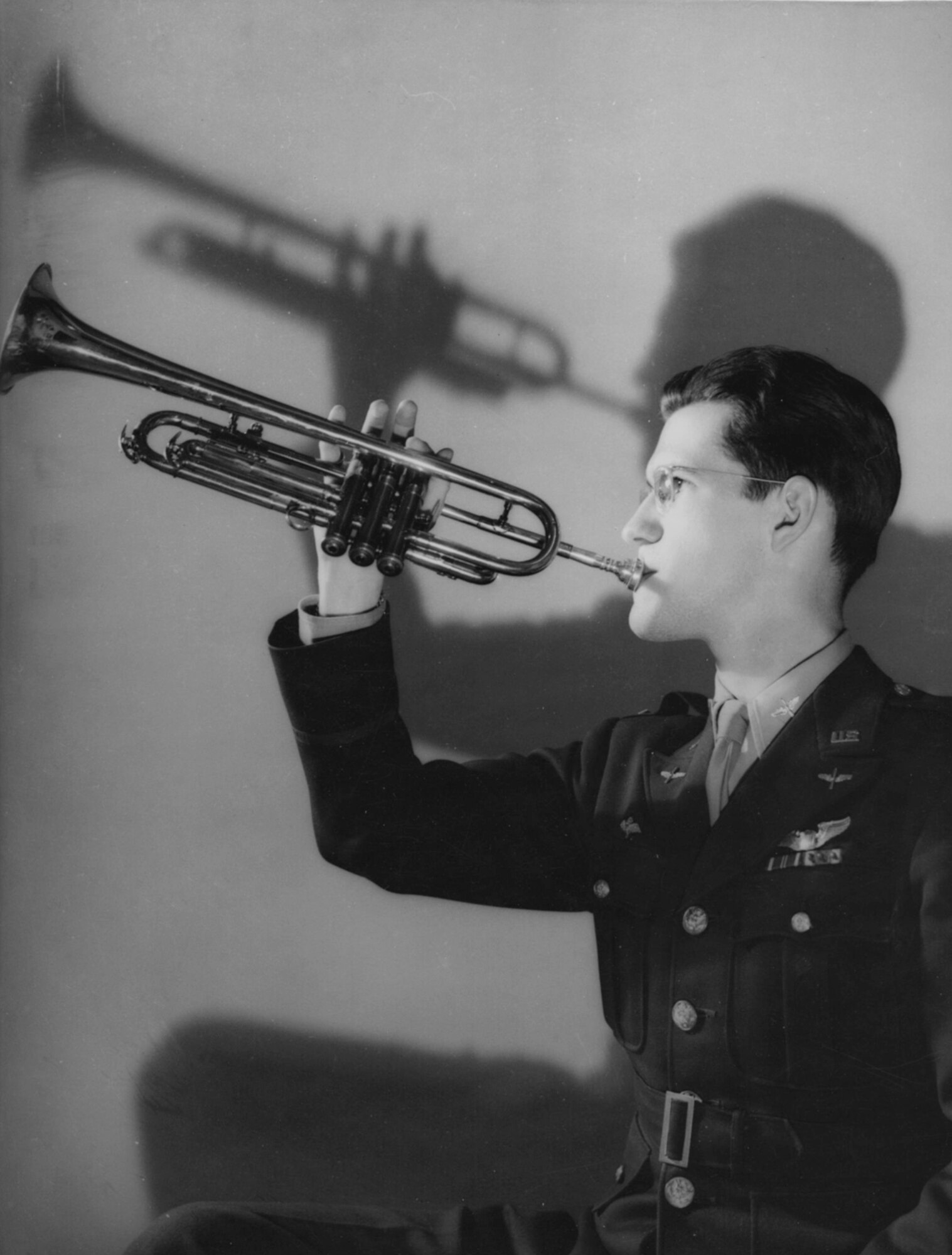 Harding Zumwalt in a publicity photo for performances with the Thunderbolt Dance Band in 1943. (Courtesy Zumwalt family archives)