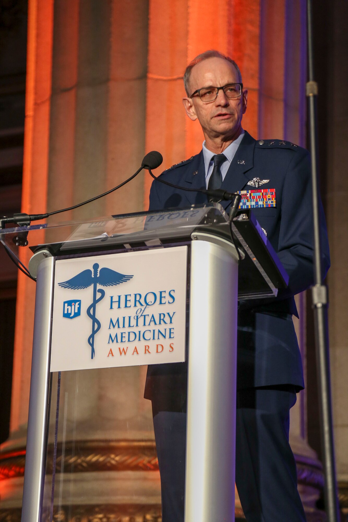 U.S. Air Force Surgeon General Lt. Gen. Mark Ediger gives remarks at the 2018 Heroes of Military Medicine Award Ceremony in Washington, D.C., May 3, 2018. (Courtesy photo by Henry M. Jackson Foundation for the Advancement of Military Medicine)