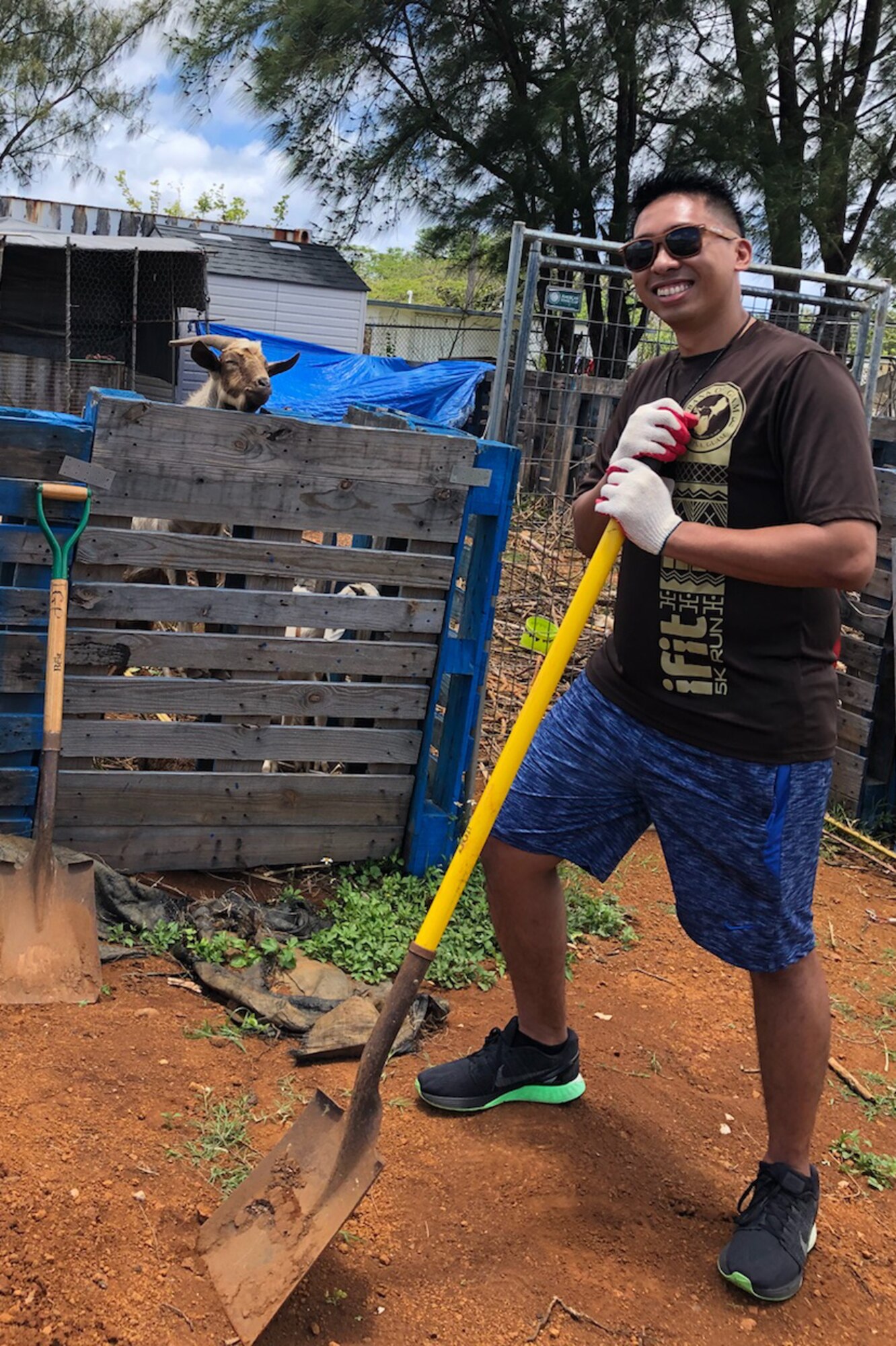 Members of the Air Force Reserve’s 624th Regional Support Group’s Development and Training Flight, trainee Majuni Obillo volunteered April 18, 2018, in Dededo, Guam, for a non-profit organization Island Girl Power where they planted vegetables during their unit training assembly. The D&TF is a program designed to prepare new enlistees physically and mentally for basic training. (Courtesy photo)
