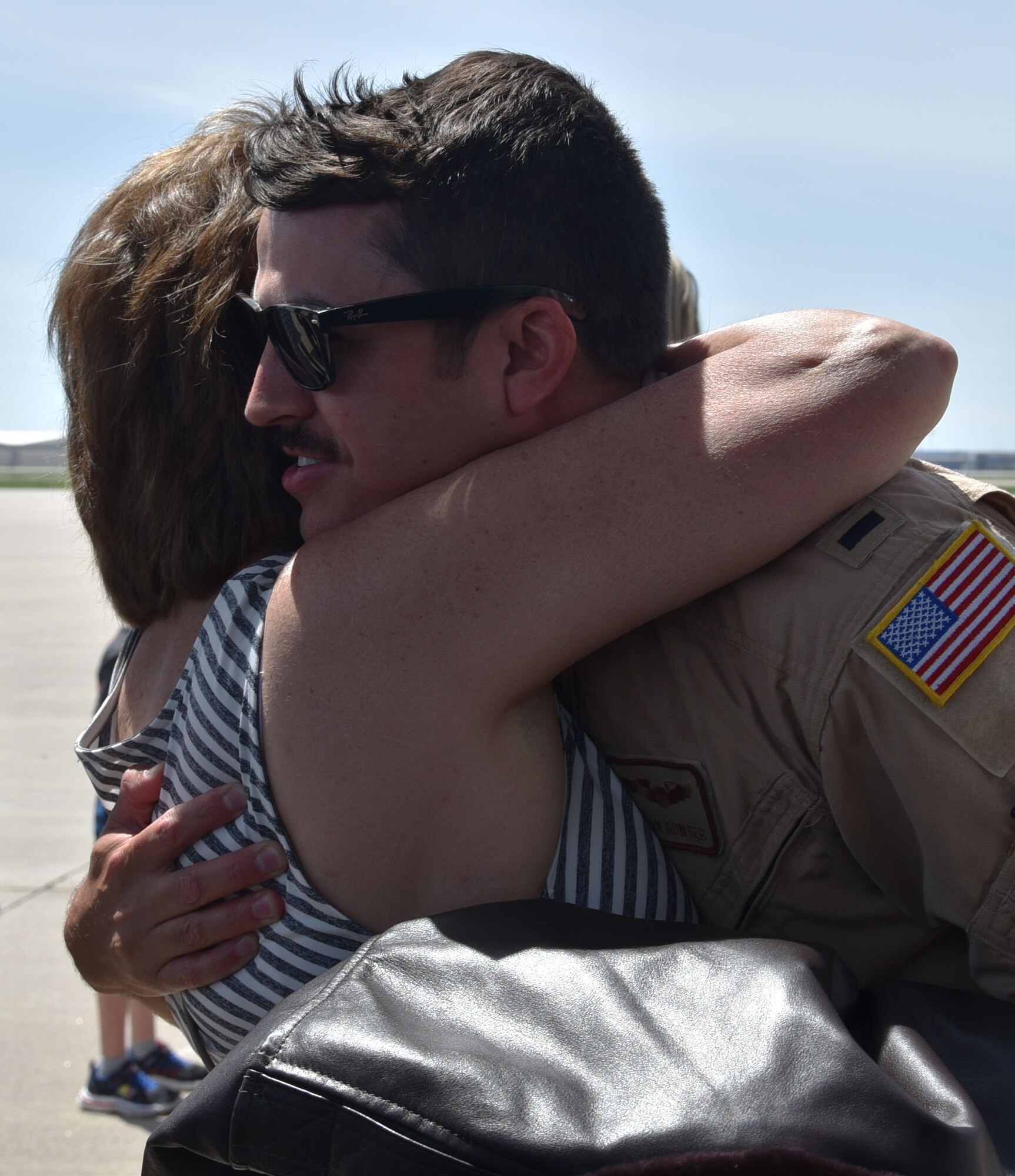 First Lt. Bryan Bowser, 18th Air Refueling Squadron pilot, is greeted by his mother, May 6, 2018, McConnell Air Force Base, Kan.