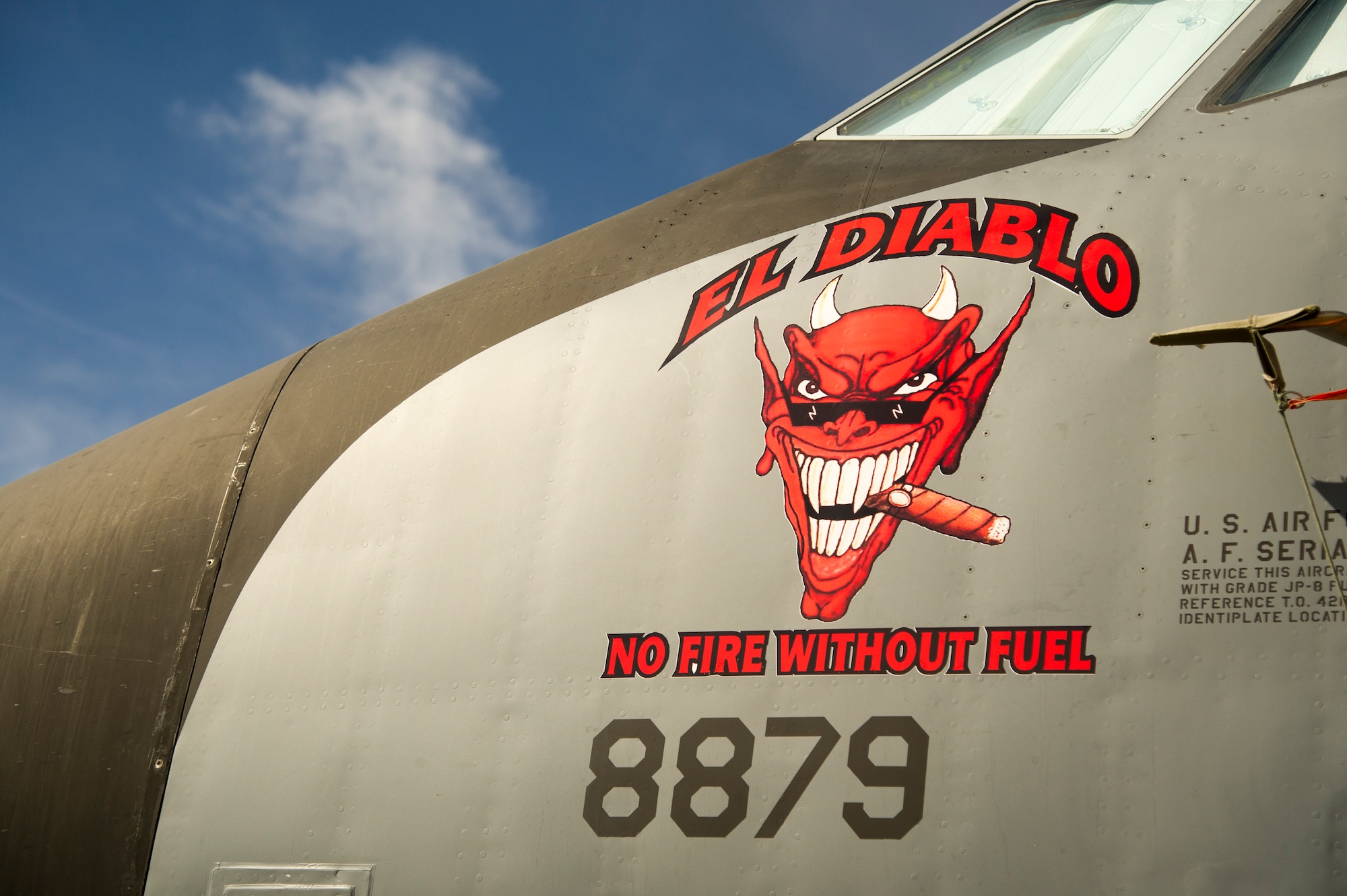 The “El Diablo” nose art is displayed on a KC-135 Stratotanker belonging to the 940th Air Refueling Wing May 6 at Beale Air Force Base, California.