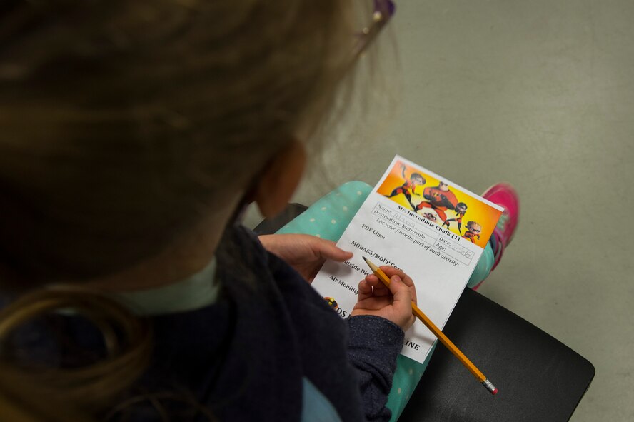 Various 52nd Fighter Wing squadrons invited students to experience a simulation of what their parents go through before deploying.