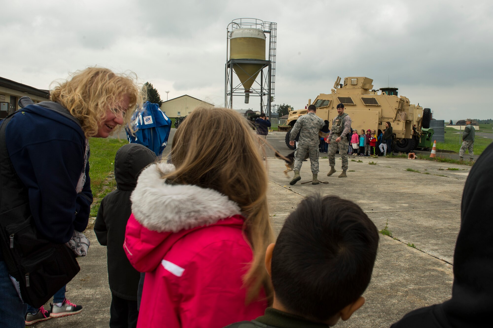 Various 52nd Fighter Wing squadrons invited students to experience a simulation of what their parents go through before deploying.
