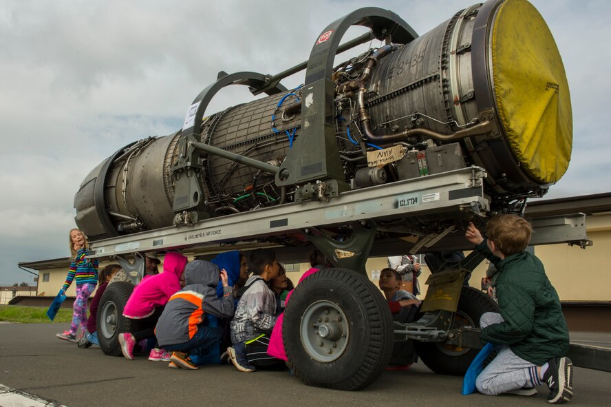 Various 52nd Fighter Wing squadrons invited students to experience a simulation of what their parents go through before deploying.
