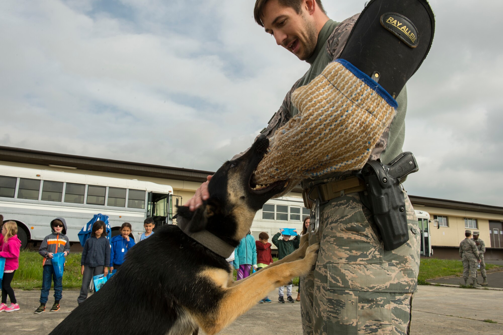 Various 52nd Fighter Wing squadrons invited students to experience a simulation of what their parents go through before deploying.
