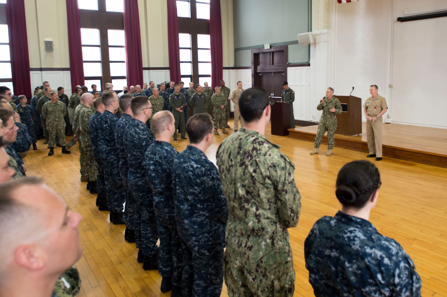 YOKOSUKA, Japan (May 2, 2018) Commander, U.S. Seventh Fleet Vice Adm. Phil Sawyer presents Capt. Jeffrey Griffin, the departing 7th Fleet chief of staff, with a Legion of Merit Medal after 32 years of service in the U.S. Navy May 2.