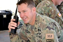 Maj. Jay Robinson, the first National Guardsman to complete the Combat Advisors Training Course at Fort Benning, Georgia, participates in a block of instruction on call for fire. Throughout the 28-day course, participating Soldiers learn about the unique Security Force Assistance Brigades’ mission.