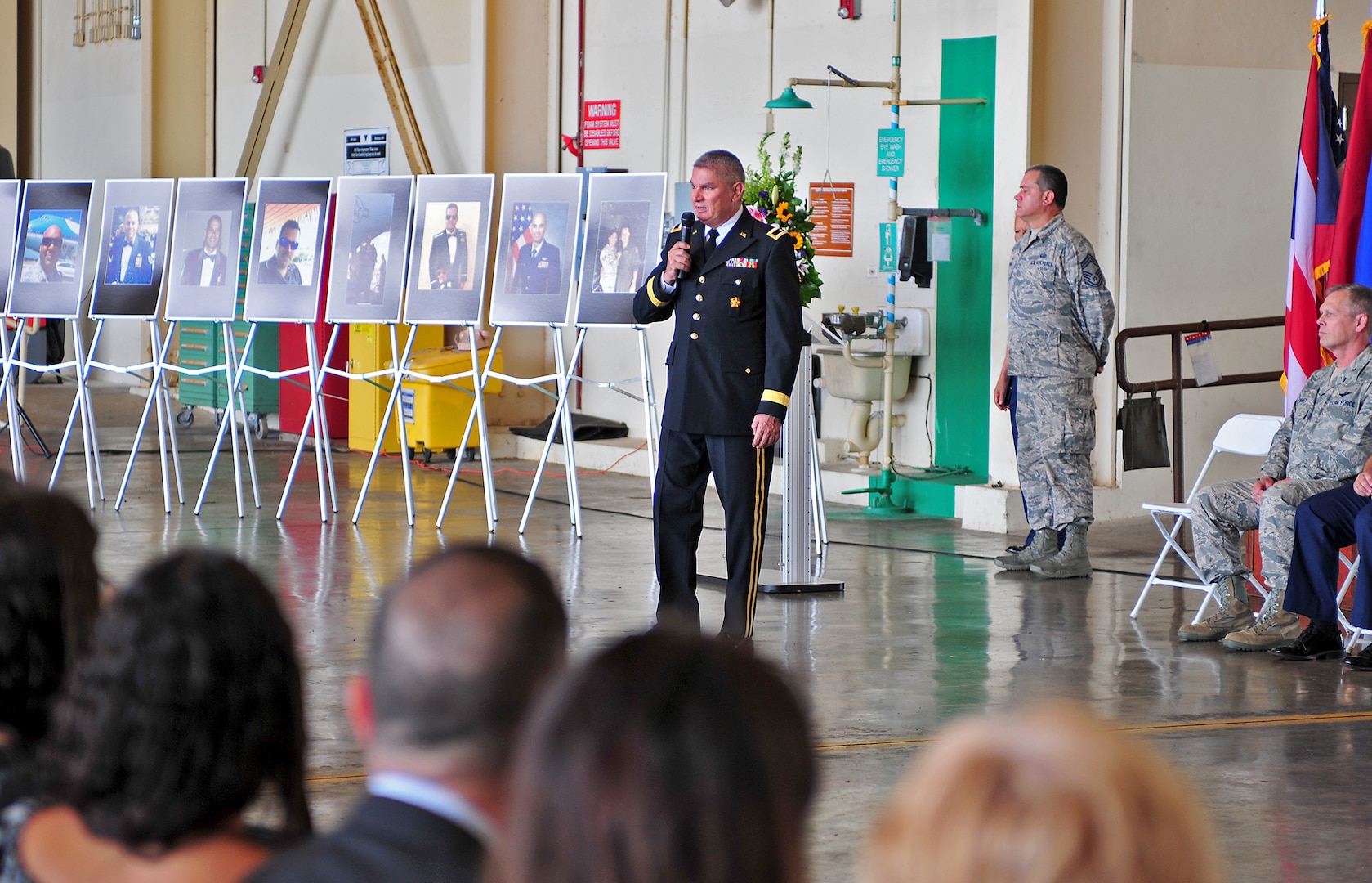 Puerto Rico's adjutant general, Brig. Gen. Isobel Rivera, says, "It is important to take the time to reflect and internalize the difficult moments we are living," at the service May 2, 2018, in San Juan to honor the Airmen killed in a May 2 plane crash.