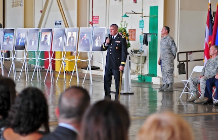 Puerto Rico's adjutant general, Brig. Gen. Isobel Rivera, says, "It is important to take the time to reflect and internalize the difficult moments we are living," at the service May 2, 2018, in San Juan to honor the Airmen killed in a May 2 plane crash.