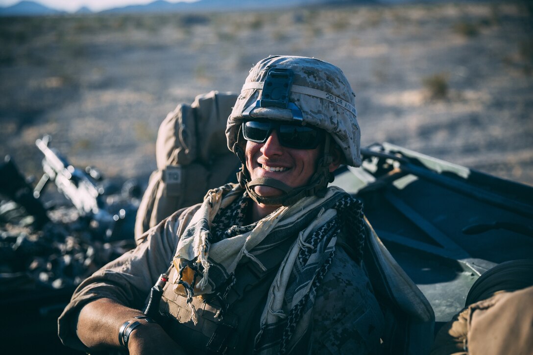 Marines with 2nd Light Armored Reconnaissance Battalion, 2nd Marine Division, stand by for a fire mission in a Light Armored Vehicle at Range 630 during Integrated Training Exercise 3-18 aboard the Marine Corps Air Ground Combat Center, Twentynine Palms, Calif., April 30, 2018. The purpose of ITX is to create a challenging, realistic training environment that produces combat-ready forces capable of operating as an integrated Marine Air Ground Task Force. (U.S. Marine Corps photo by Lance Cpl. William Chockey)