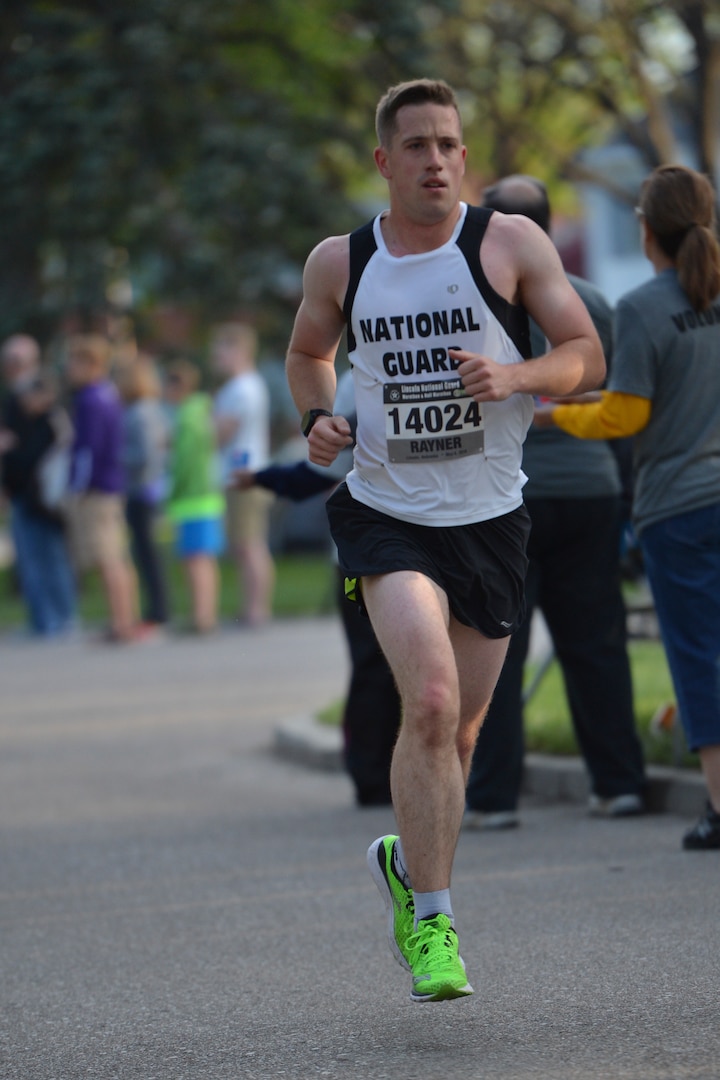 D.C. National Guard Capt. Kenny Rayner of Alexandria, Virginia, was named the overall male National Guard winner of the Lincoln National Guard Marathon with an unofficial time of 2:38:55.