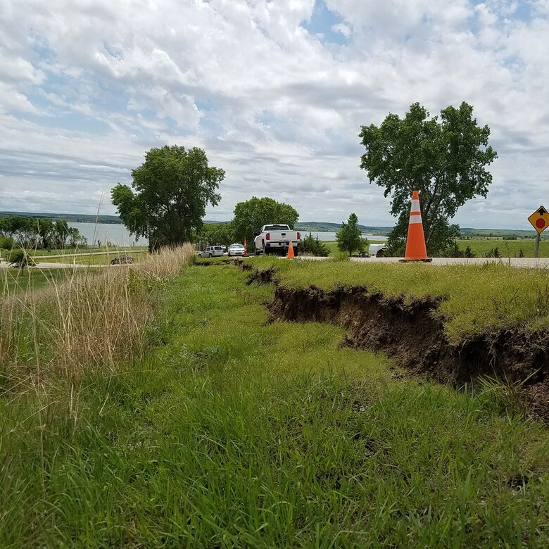 The exit lane to the Lucas Park entrance suffered shoulder damage from the earthen slides and is closed for public safety. The park remains open for camping and tourism. Traffic has been rerouted through a one-way road. Drivers are advised to follow the detour signs, reduce speeds and be cautious while entering and exiting this temporary roadway.