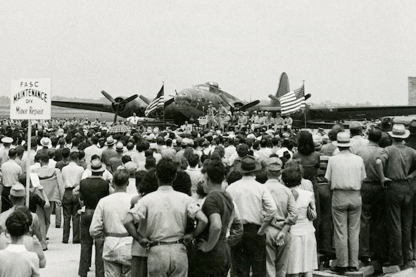 Memphis Belle at Patterson Field (now Wright-Patterson AFB) in July 1943.