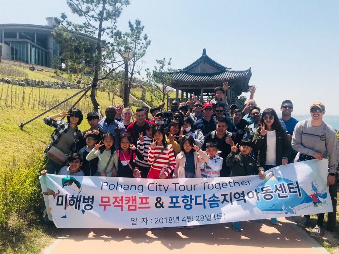 POHANG, South Korea –U.S. Marine Corps Forces Korea, Marines spent the day with the Dasom Children’s Center here, April 28. The Marines worked with children from around the Pohang area and spent their day touring the city with them. (Courtesy photo/Released)
