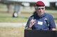 Gary Willis, Society of the Vietnamese Airborne director speaks at the O-2 Skymaster static display rededication ceremony at Shaw Air Force Base, S.C., May 4, 2018.