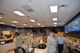 Air Forces Northern crisis action team members discuss hurricane-response options during Hurricane Harvey operations in 2017. (Air Force photo by Mary McHale)