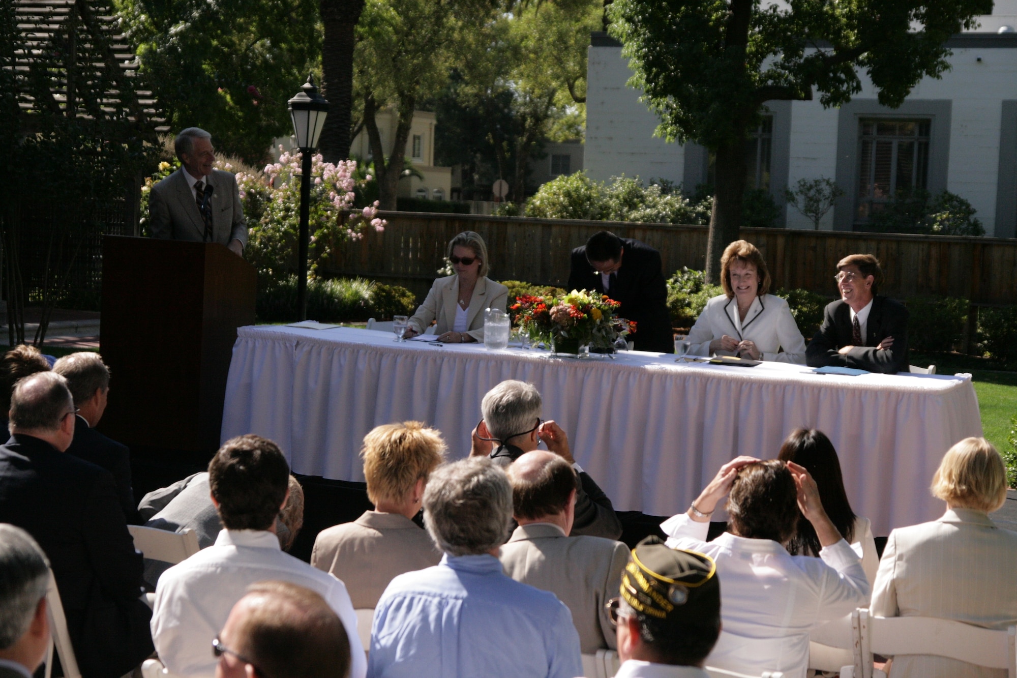 Sacramento County and the U.S. Air Force signed a monumental agreement allowing for rapid cleanup and early land transfer at McClellan in 2007. This was a first in the nation for the Department of Defense, transferring contaminated land, money and authority to perform cleanup at a National Priority List site. At the event, distinguished guests included top officials from the U.S. Air Force, environmental regulatory agencies, local elected officials, McClellan Park and Sacramento County. (Courtesy photo)