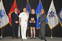 IMAGE: Jennifer Greene is presented the Award of Excellence for Systems Engineering and Integration at Naval Surface Warfare Center Dahlgren Division's annual awards ceremony, Apr. 26 at the Fredericksburg Expo and Conference Center.

The Award of Excellence for Systems Engineering and Integration was established to recognize individuals who have made a notable and significant impact to NSWCDD through their outstanding performance in systems engineering and integration.
