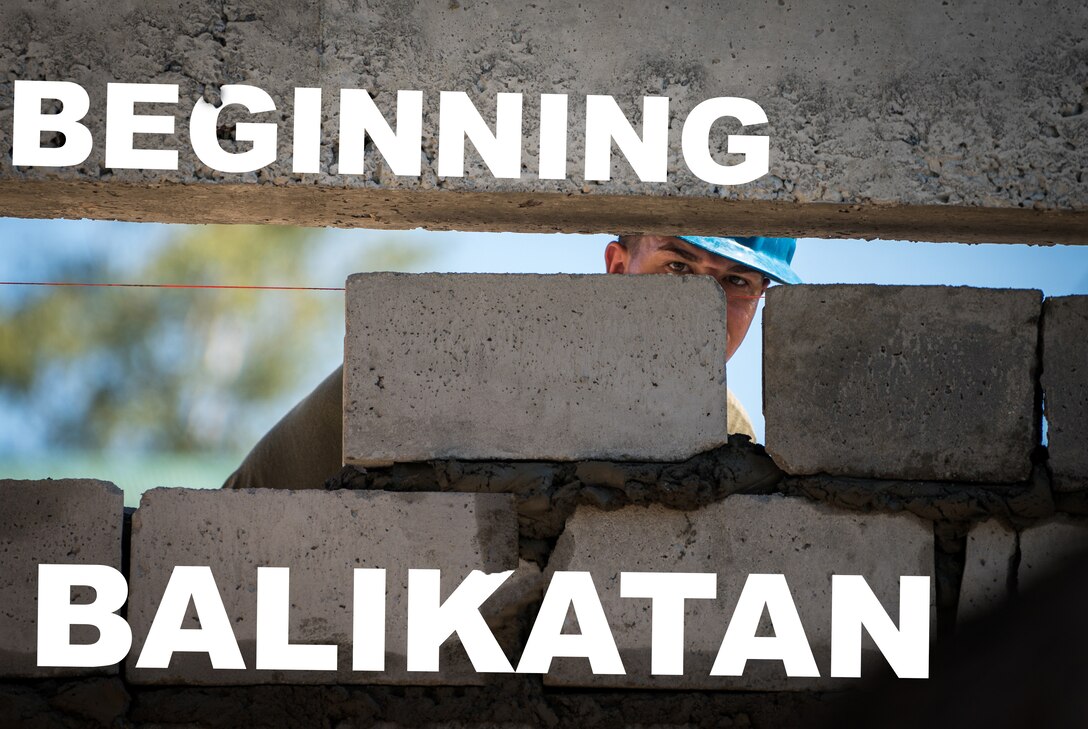 U.S. Marine Lance Cpl. Tristan Steckl aligns concrete blocks for a wall during construction in support of Exercise Balikatan at Calangitan Elementary School in Capas, Tarlac, Philippines, April 22, 2018. Steckl is a combat engineer with 9th Engineer Support Battalion, 3rd Marine Logistics Group and is a 22-year-old native of Waukesha, Wisconsin. Balikatan 34-2018, in its 34th iteration, is an annual U.S.-Philippine military training exercise focused on a variety of missions, including humanitarian assistance and disaster relief, counterterrorism and other combined military operations held from May 7 to 18. (U.S. Marine Corps photo by Sgt. Matthew J. Bragg)