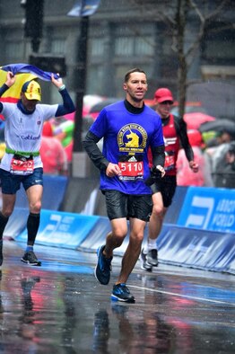 Arizona Air National Guard Master Sgt. Dan Martin, 161st Logistics Readiness Squadron NCO in charge of fuels operations, poses for a photo while wearing his finisher medal after the 122nd annual Boston Marathon April 16, 2018. Martin completed this year’s Boston Marathon in 3 hours, 25 minutes, 22 seconds. (U.S. Air National Guard/Courtesy Photo)