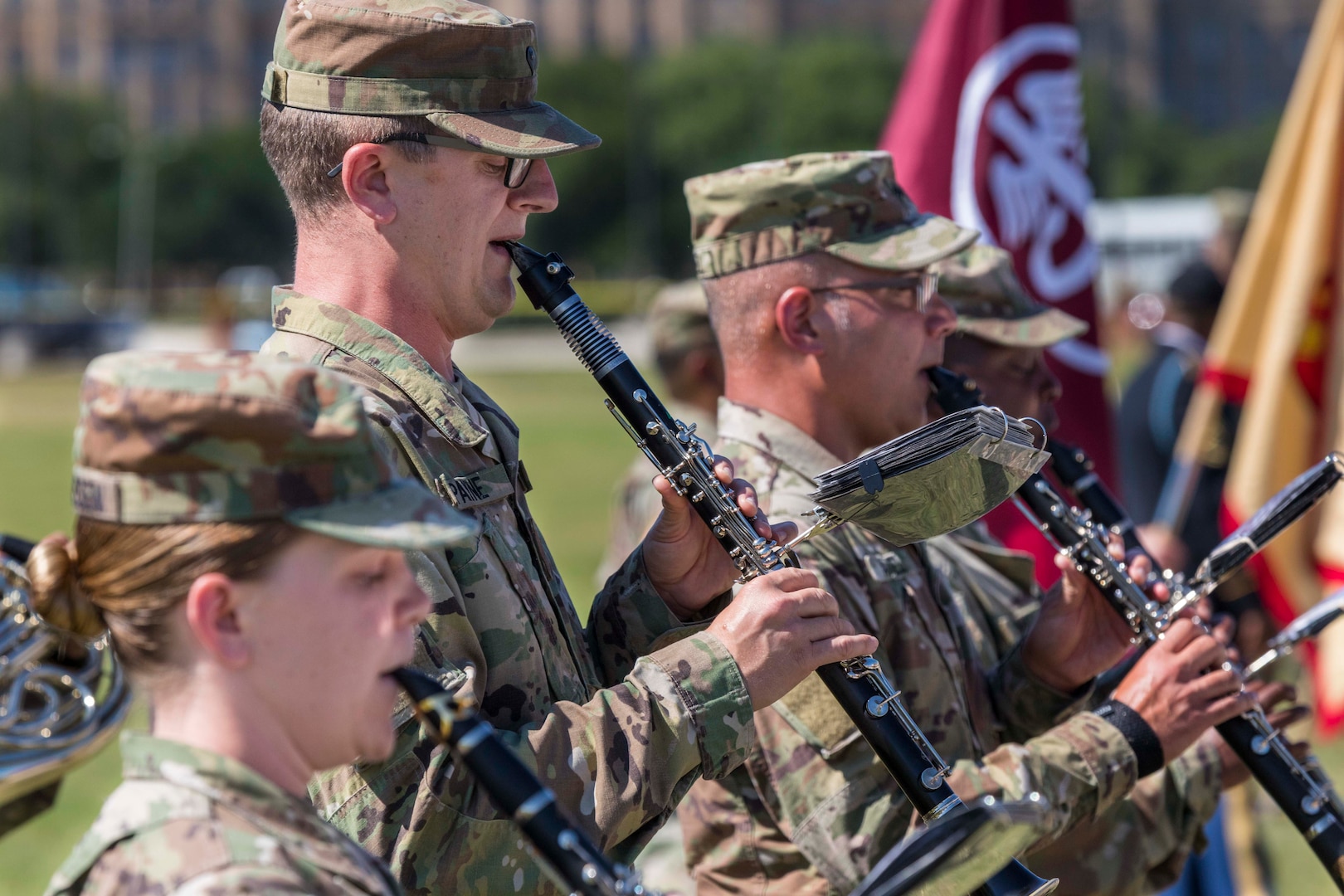 The 323d Army Band “Fort Sam’s Own” performs during the annual Military Appreciation Weekend May 6, 2017 at Joint Base San Antonio-Fort Sam Houston, Texas. U.S. Army North and JBSA hosted the two-day event, which featured music, family activities, and various military demonstrations. This year, the appreciation weekend also commemorated the 300th anniversary for the city of San Antonio. (U.S. Air Force photo by Ismael Ortega / Released)