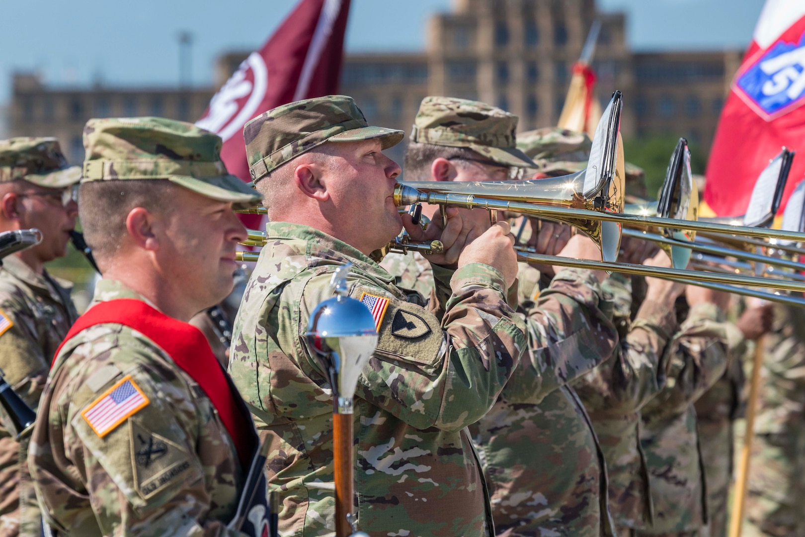 The 323d Army Band “Fort Sam’s Own” performs during the annual Military Appreciation Weekend May 6, 2017 at Joint Base San Antonio-Fort Sam Houston, Texas. U.S. Army North and JBSA hosted the two-day event, which featured music, family activities, and various military demonstrations. This year, the appreciation weekend also commemorated the 300th anniversary for the city of San Antonio. (U.S. Air Force photo by Ismael Ortega / Released)