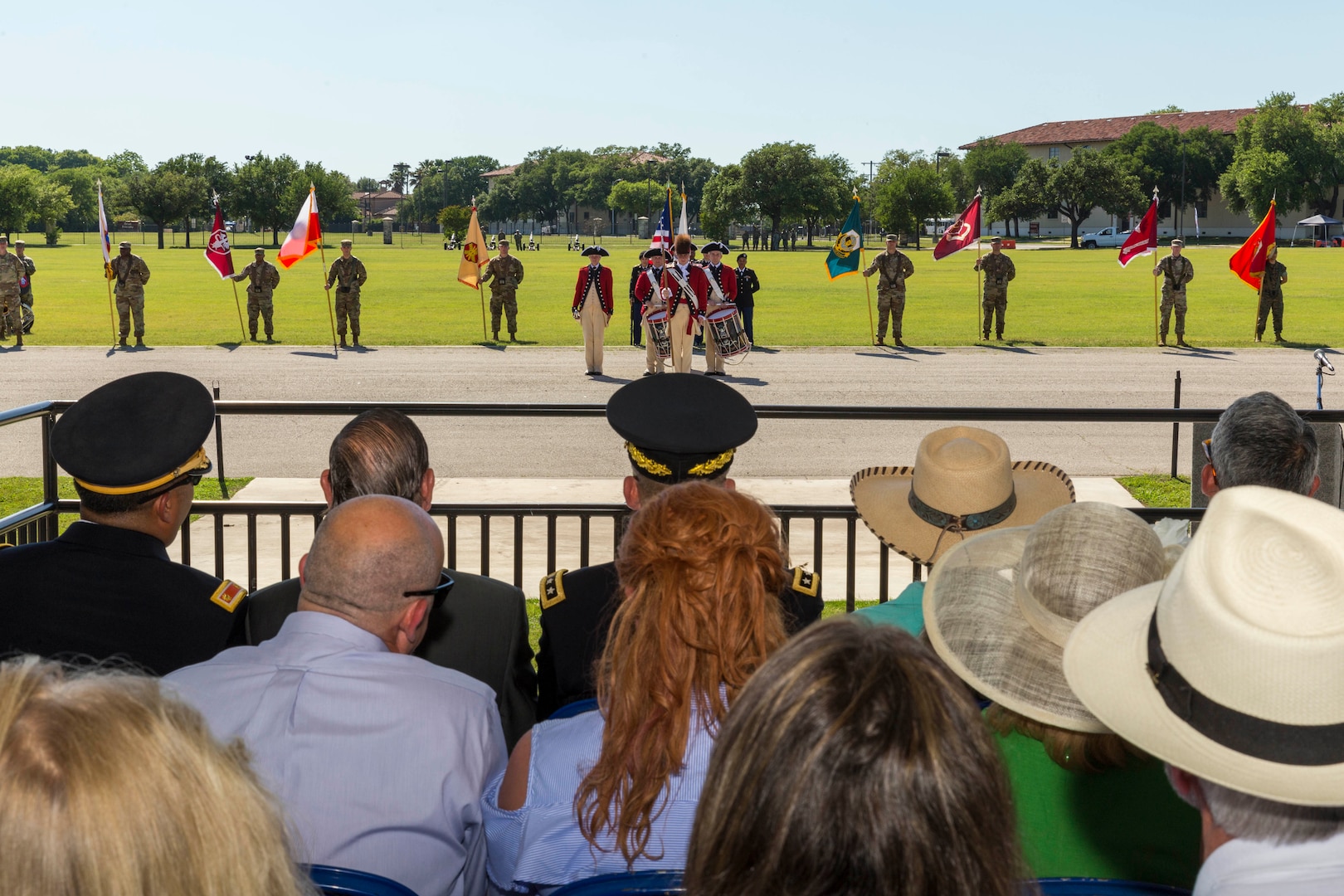 U.S. Army Old Guard Fife and Drum Corps perform during the annual Military Appreciation Weekend May 6, 2017 at Joint Base San Antonio-Fort Sam Houston, Texas. U.S. Army North and JBSA hosted the two-day event, which featured music, family activities, and various military demonstrations. This year, the appreciation weekend also commemorated the 300th anniversary for the city of San Antonio. (U.S. Air Force photo by Ismael Ortega / Released)