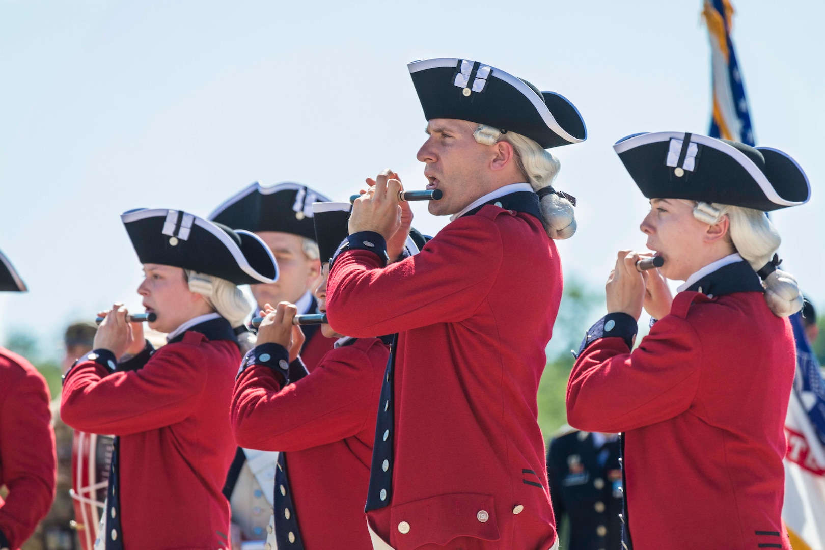 U.S. Army Old Guard Fife and Drum Corps perform during the annual Military Appreciation Weekend May 6, 2017 at Joint Base San Antonio-Fort Sam Houston, Texas. U.S. Army North and JBSA hosted the two-day event, which featured music, family activities, and various military demonstrations. This year, the appreciation weekend also commemorated the 300th anniversary for the city of San Antonio. (U.S. Air Force photo by Ismael Ortega / Released)