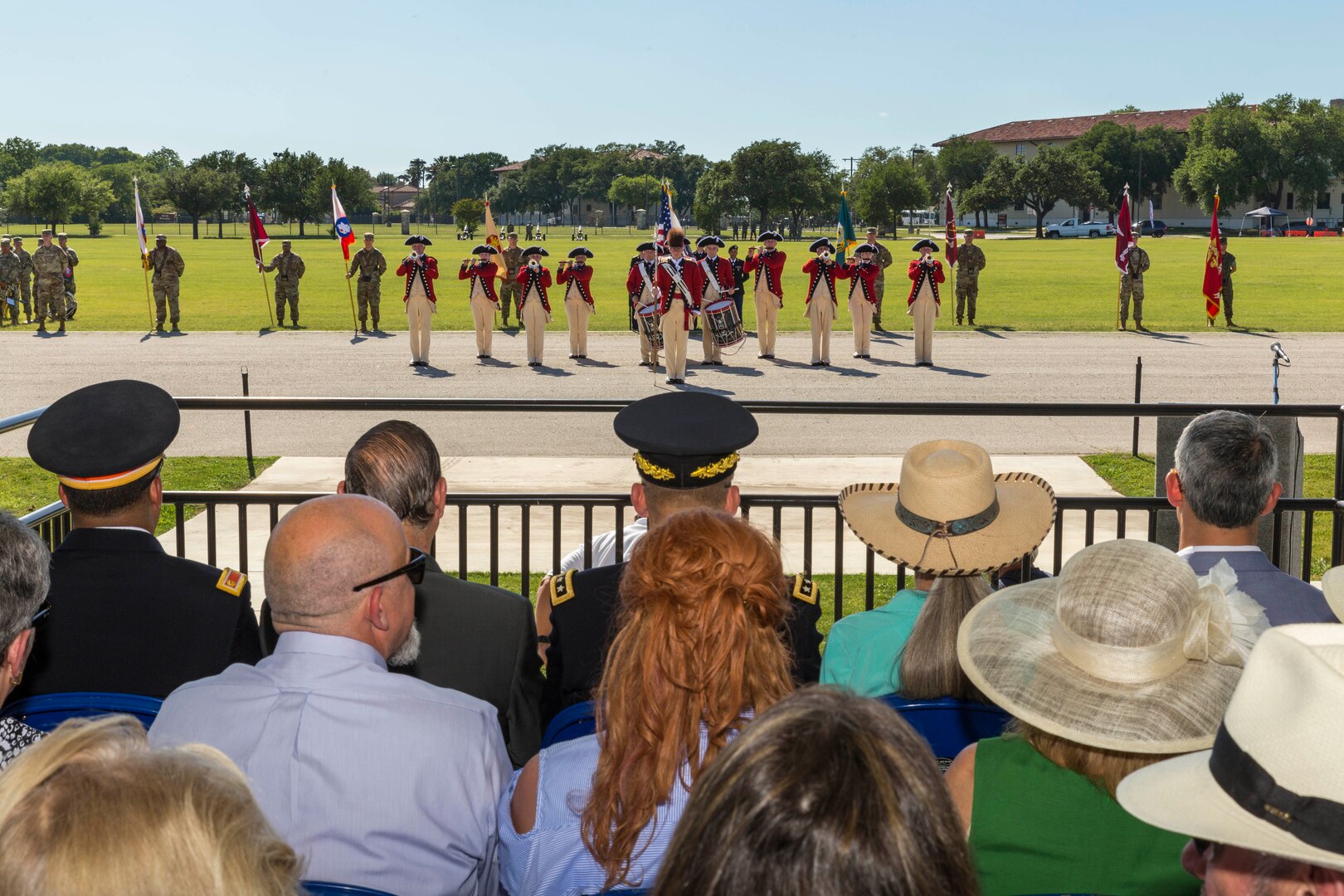 U.S. Army Old Guard Fife and Drum Corps perform during the annual Military Appreciation Weekend May 6, 2017 at Joint Base San Antonio-Fort Sam Houston, Texas. U.S. Army North and JBSA hosted the two-day event, which featured music, family activities, and various military demonstrations. This year, the appreciation weekend also commemorated the 300th anniversary for the city of San Antonio. (U.S. Air Force photo by Ismael Ortega / Released)