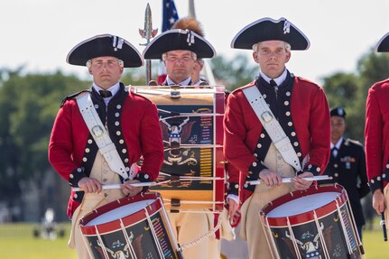 U.S. Army Old Guard Fife and Drum Corps perform during the annual Military Appreciation Weekend May 6, 2017 at Joint Base San Antonio-Fort Sam Houston, Texas. U.S. Army North and JBSA hosted the two-day event, which featured music, family activities, and various military demonstrations. This year, the appreciation weekend also commemorated the 300th anniversary for the city of San Antonio. (U.S. Air Force photo by Ismael Ortega / Released)