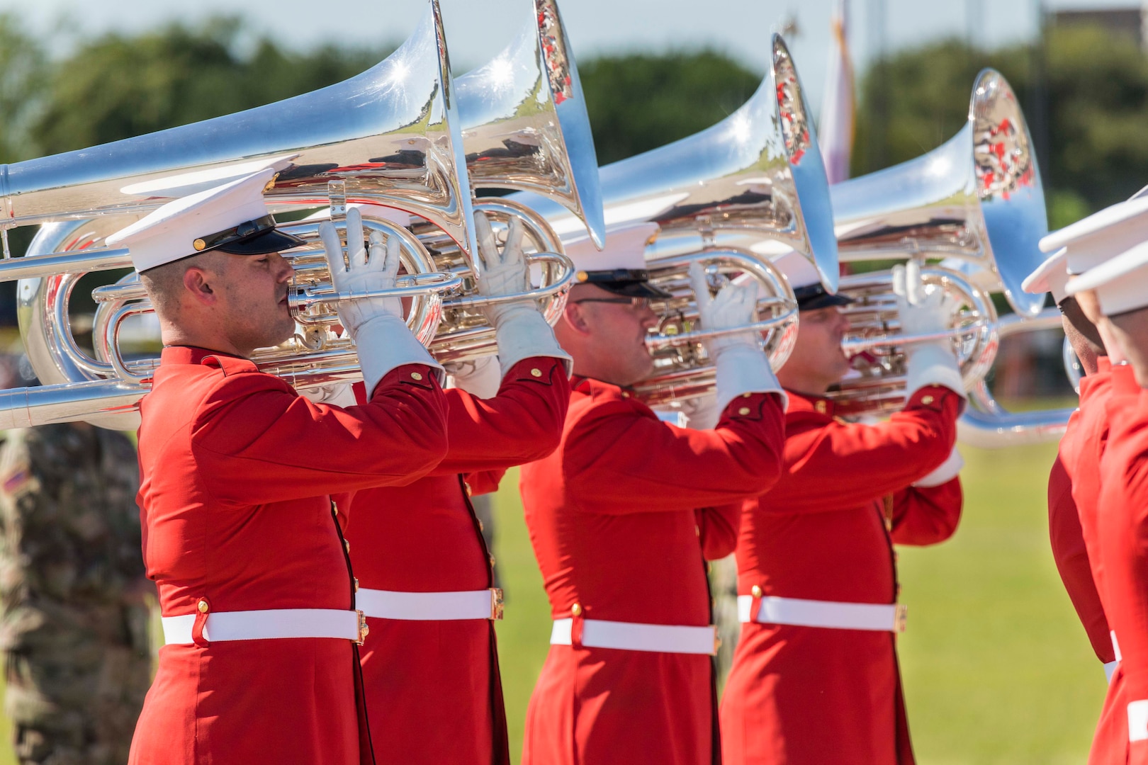 “The Commandant’s Own," the United States Marine Drum & Bugle Corps perform during the annual Military Appreciation Weekend May 6, 2017 at Joint Base San Antonio-Fort Sam Houston, Texas. U.S. Army North and JBSA hosted the two-day event, which featured music, family activities, and various military demonstrations. This year, the appreciation weekend also commemorated the 300th anniversary for the city of San Antonio. (U.S. Air Force photo by Ismael Ortega / Released)