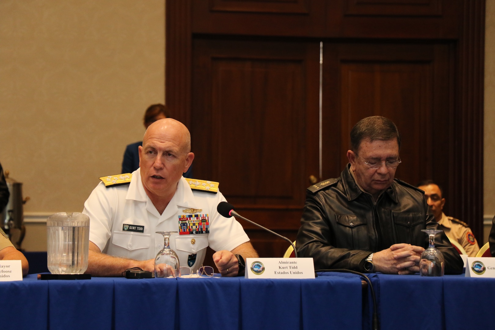 Navy Adm. Kurt W. Tidd speaks during 2018 Central American Security Conference.