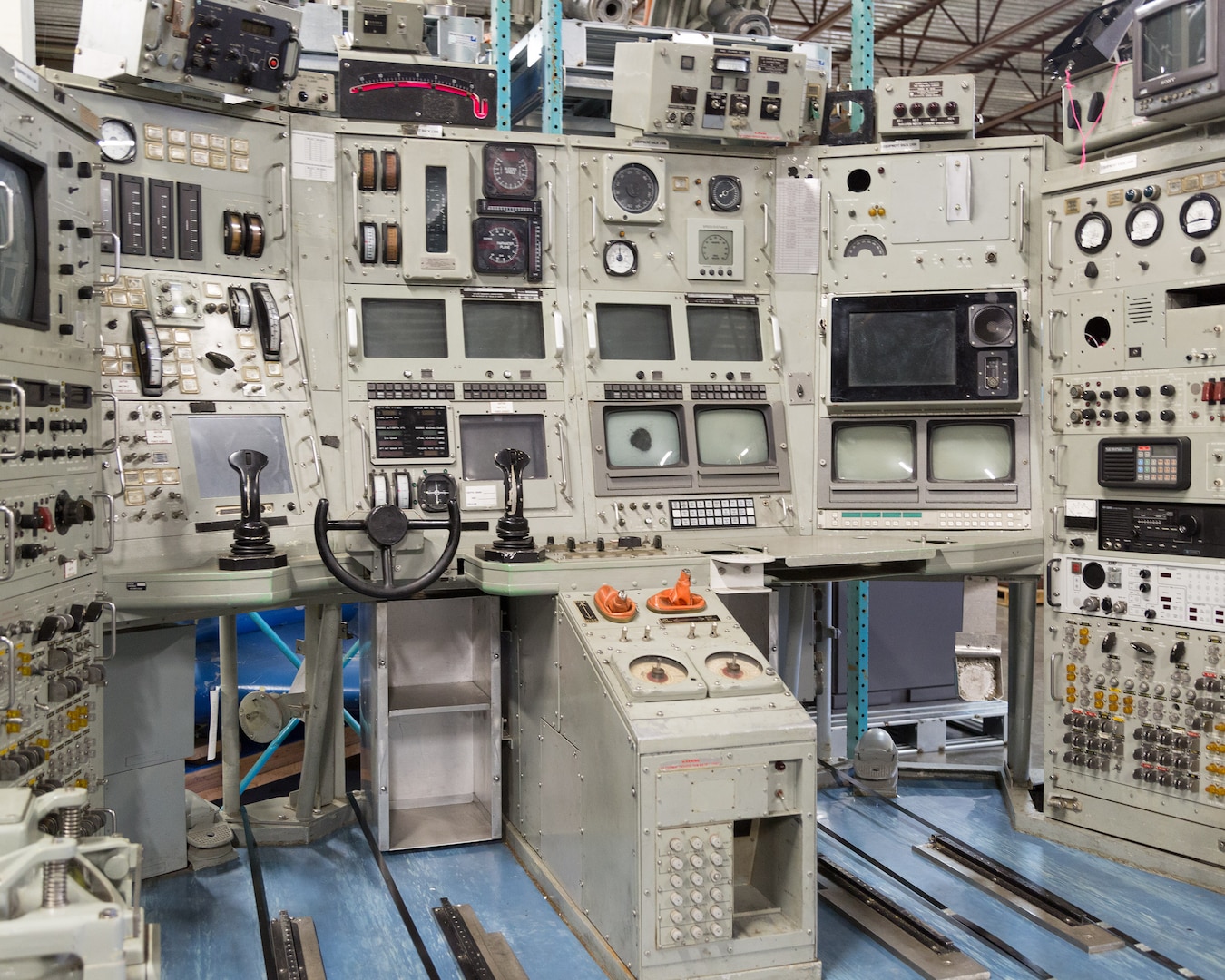 The donated NR-1 control room that was disassembled, reassembled and dontated by the Puget Sound Naval Shipyard & Intermediate Maintenance Facility to the U.S. Naval Undersea Museum during a ceremony May 8, 2018, in Keyport, Washington. (Photo by Carie Hagins, PSNS & IMF photographer)