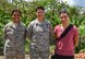 (From left) U.S. Air Force Senior Airman Ariel Thomas, 346th Air Expeditionary Group (AEG) medical technician, Master Sgt. Reina Blake, 346 AEG Office of the Legal Advisor superintendent, and Special Agent Alexandra Garced, Air Force Office of Special Investigations agent, stand for a group photo in Meteti, Panama, May 8, 2018. Blake, Thomas, and Garced are credited with saving the life of a local Panamanian woman after she jumped from a bridge. (U.S. Air Force photo by Senior Airman Dustin Mullen)