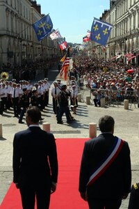 Soldiers march at parade