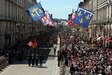 Soldiers march in parade