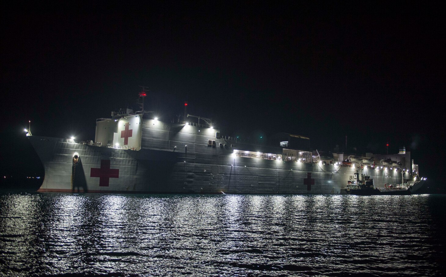 Military Sealift Command hospital ship USNS Mercy’s (T-AH 19) sits anchored off the coast of Trincomolee, Sri Lanka in support of Pacific Partnership 2018 (PP18).  PP18’s mission is to work collectively with host and partner nations to enhance regional interoperability and disaster response capabilities, increase stability and security in the region, and foster new and enduring friendships across the Indo-Pacific Region. Pacific Partnership, now in its 13th iteration, is the largest annual multinational humanitarian assistance and disaster relief preparedness mission conducted in the Indo-Pacific.
