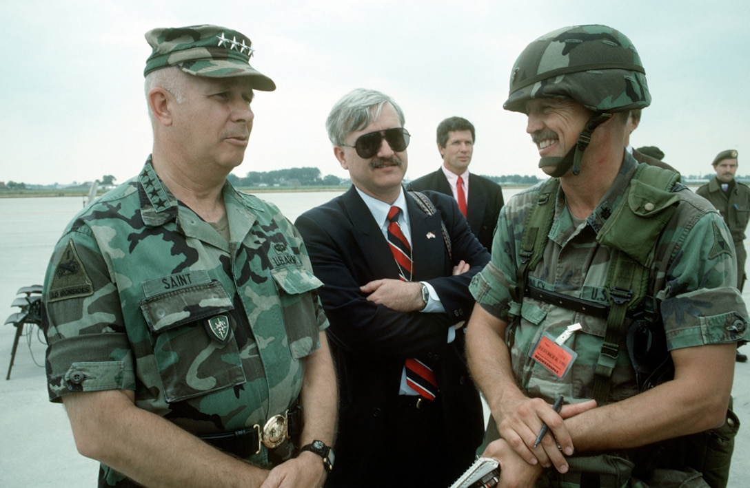 GEN Crosbie E. Saint, left, commander in chief, U.S. Army, Europe,